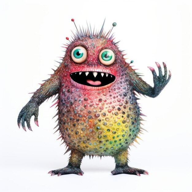 Photo colorful monster with glittery details and charming character