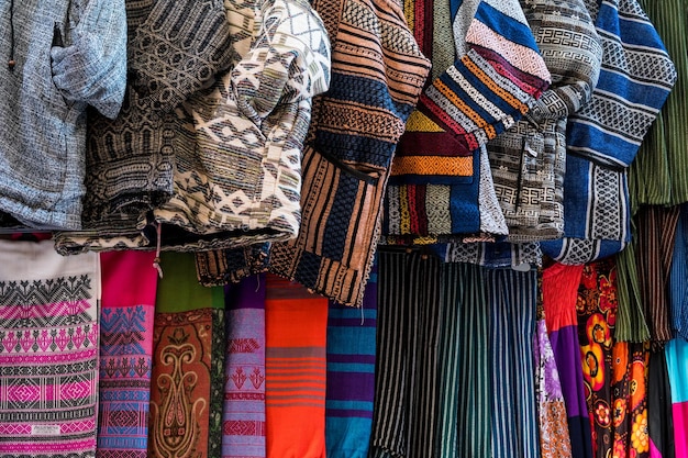 Colorful Moroccan cloths for sale on open market