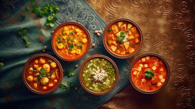 Photo colorful moroccan food flay generative ai