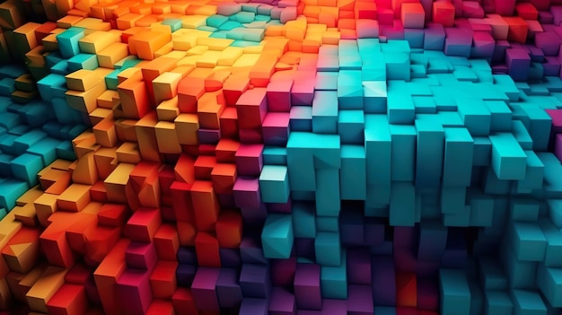 A colorful mosaic of cubes in a colorful pattern