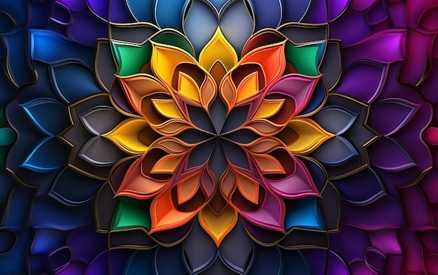 Красочная мозаика из цветов, выполненная художником