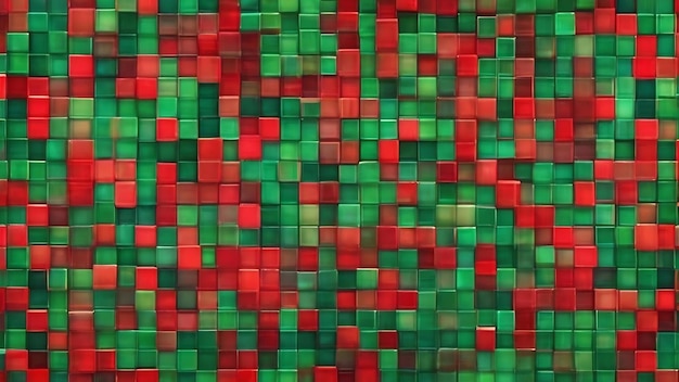 A colorful mosaic of green and red squares