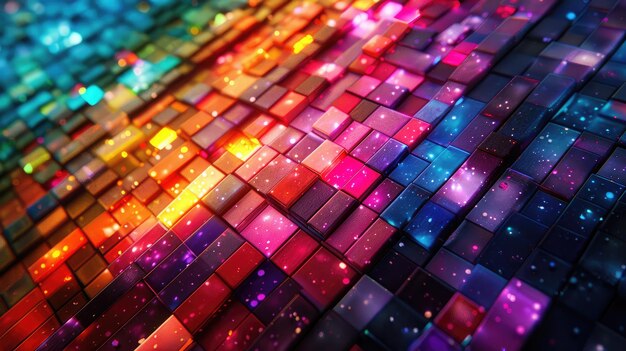 Photo colorful mosaic made of shiny square tiles