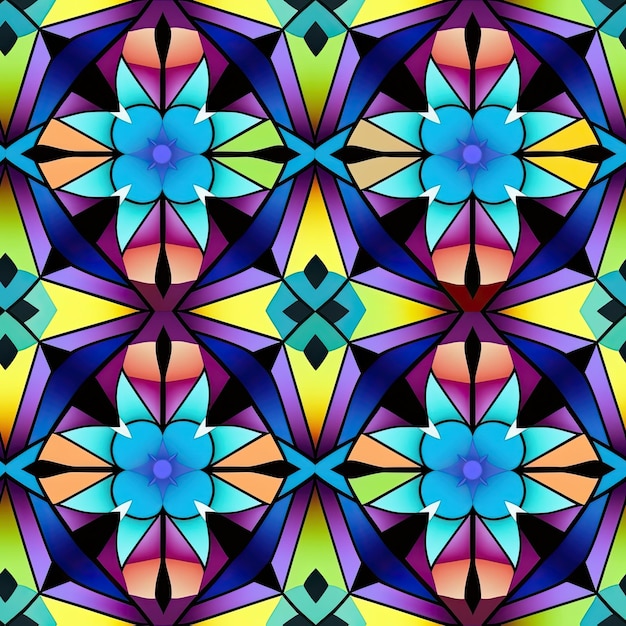 Photo a colorful mosaic pattern of a kaleidoscope