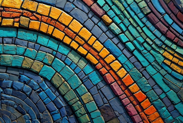 A colorful mosaic of a rainbow colored mosaic