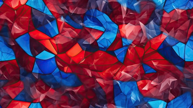 Photo a colorful mosaic of red and blue diamonds