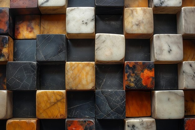 Photo colorful mosaic tiles as a background 3d geometric cube texture pattern closeup image