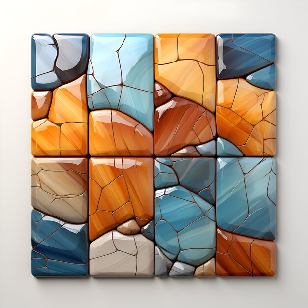 Colorful mosaic tiles background 3d illustration square image