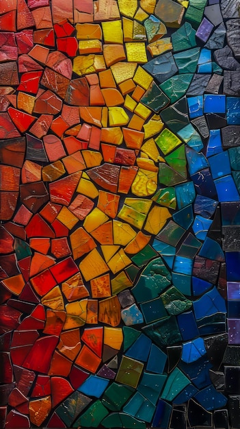 Photo colorful mosaic tiles in irregular pattern