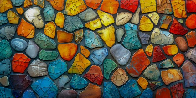 Photo colorful mosaic tiles in irregular pattern