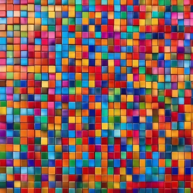 A colorful mosaic with squares of different colors