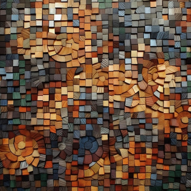 A colorful mosaic of wood with the number 10 on it