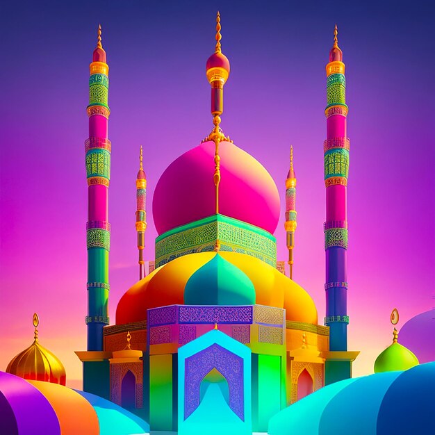 A colorful mosque generated by AI