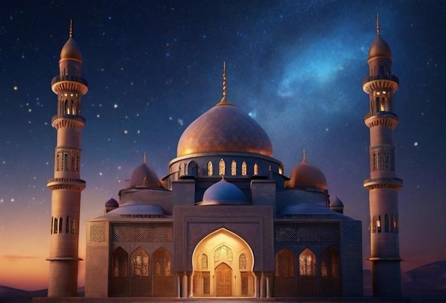 Colorful mosque in night