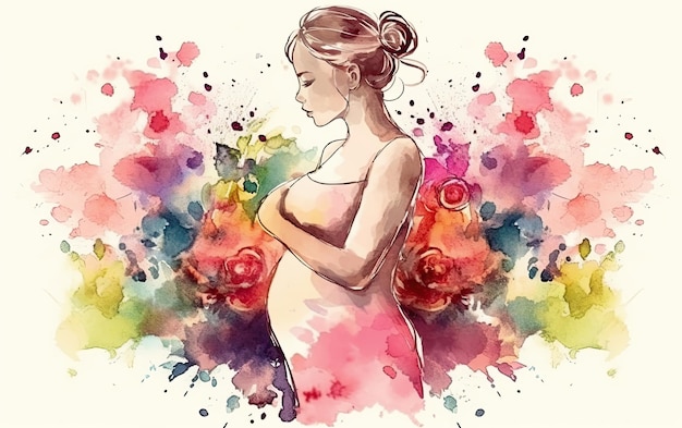 The colorful Mother's Day illustration of a child embracing their mother