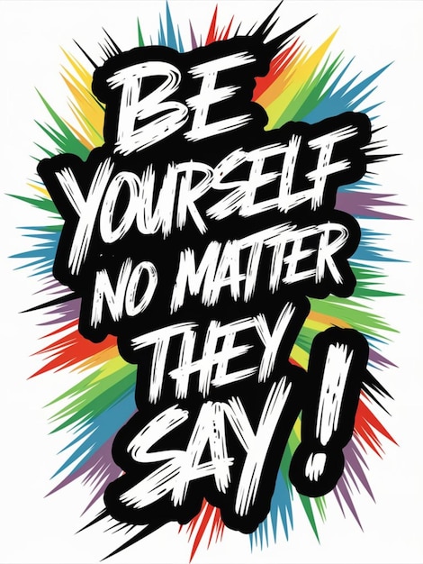 Photo colorful motivational poster with the phrase be yourself no matter they say