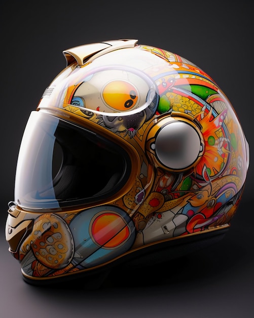 Premium AI Image | A colorful motorcycle helmet with a picture of a