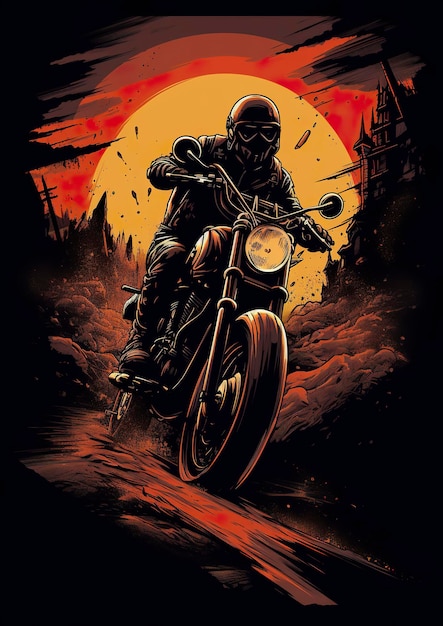 A colorful motorcycle vector tshirt design