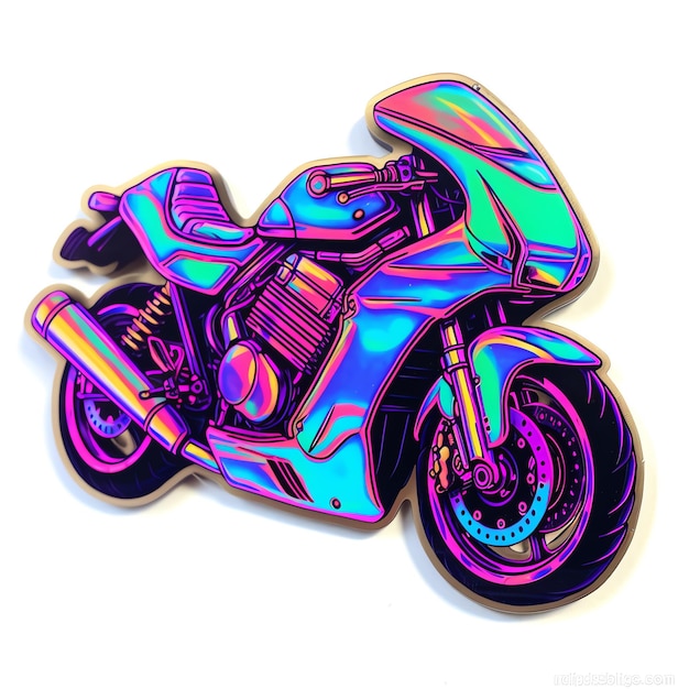 A colorful motorcycle on a white background