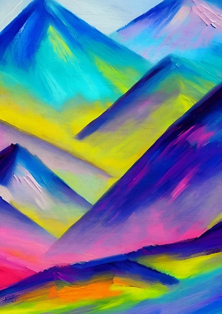 Colorful Mounains Painting Impressionism Art