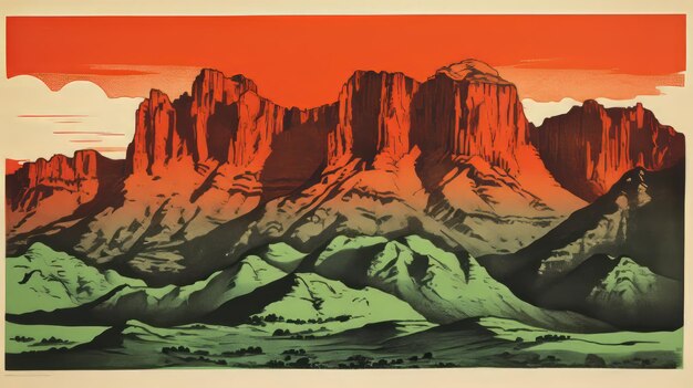 Colorful Mountain Postcard For Carlsbad Caverns National Park