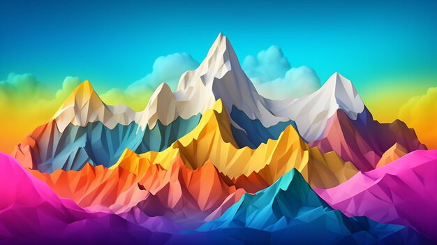 A colorful mountain range with a colorful background.