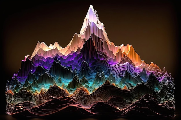 A colorful mountain with a black background and a black background.