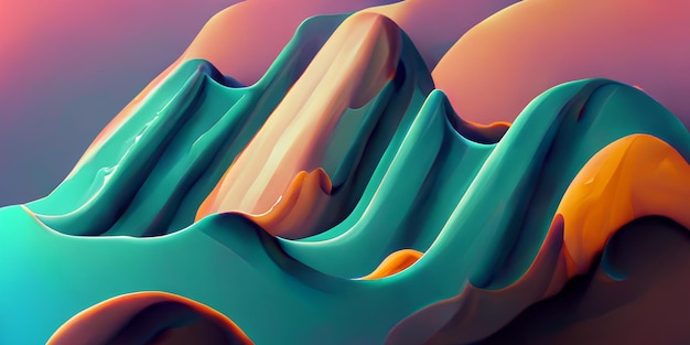 A colorful mountain with a blue and orange background.