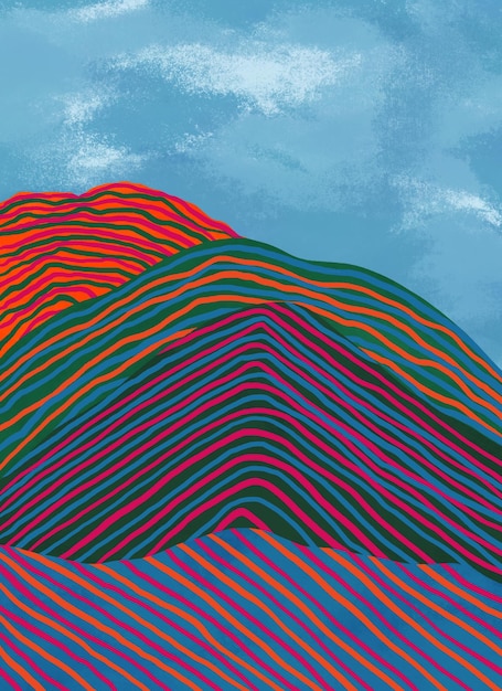 다채로운 산 추상 자연 예술 미적 풍경 캔버스 아트