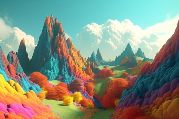 Colorful mountains in the sky