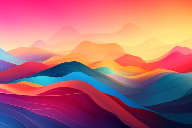 Colorful mountains with a colorful background.