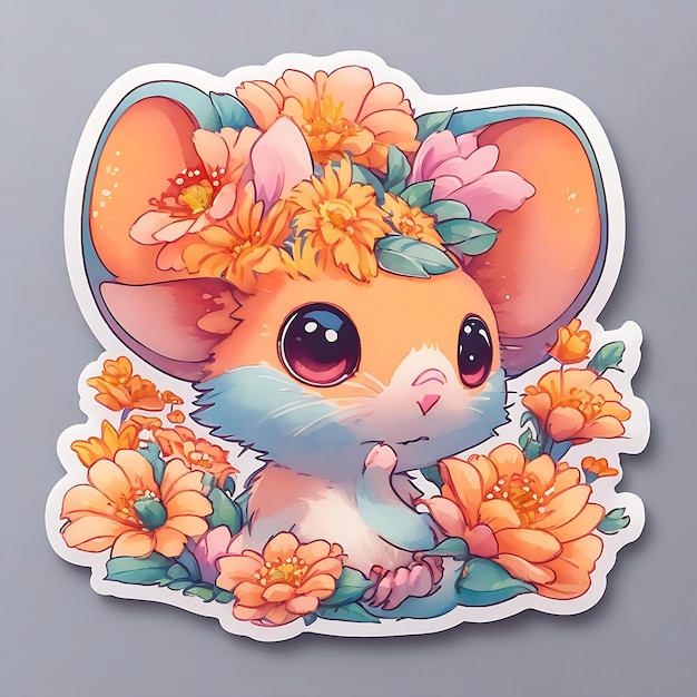 Colorful mouse cartoon character sticker