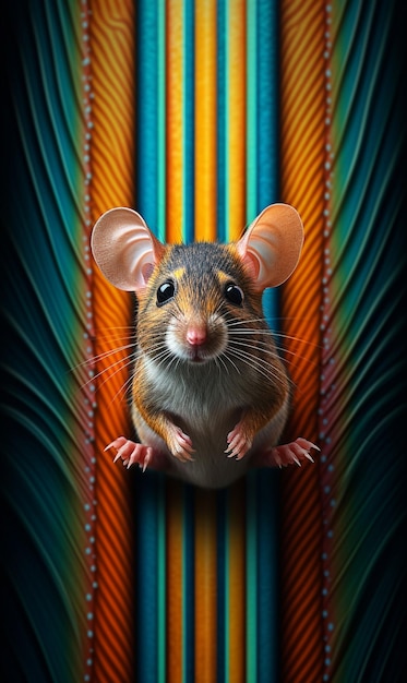 A colorful mouse with a black background