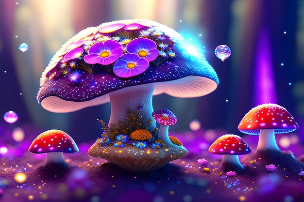 Premium Photo  Colorful Mushroom Cute Fantasy Background