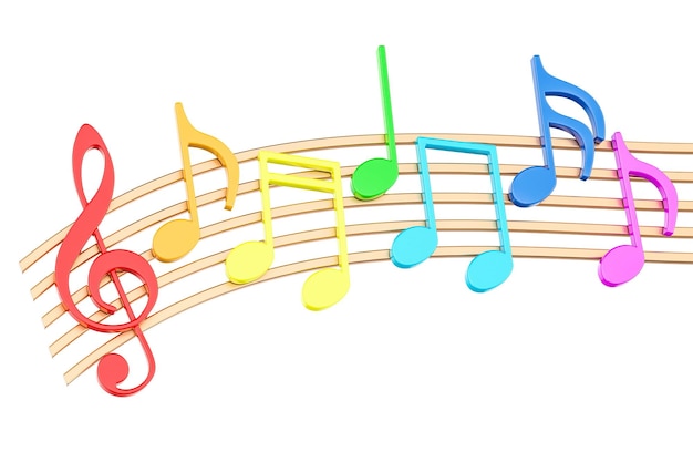 Colorful Music Notes 3D rendering