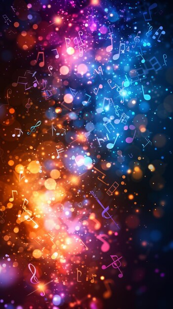 Colorful music notes background