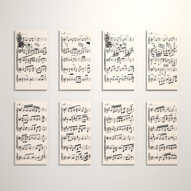 Colorful Music Sheet Paper With Black and White Notes Staff Lines and creative concept idea design