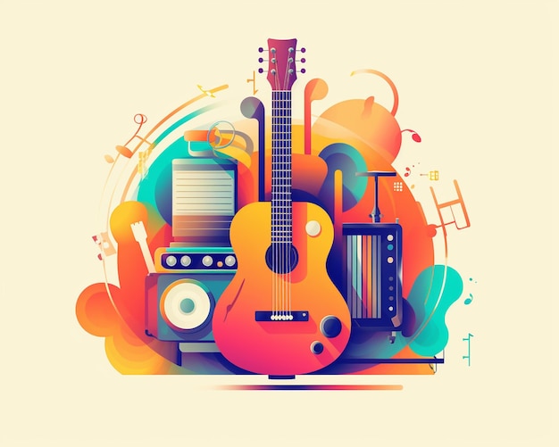 Colorful Music Vector Collection Guitar Clipart Music Symbols and More