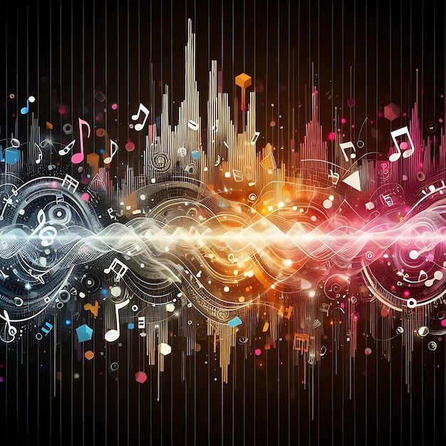 Photo colorful music wave background