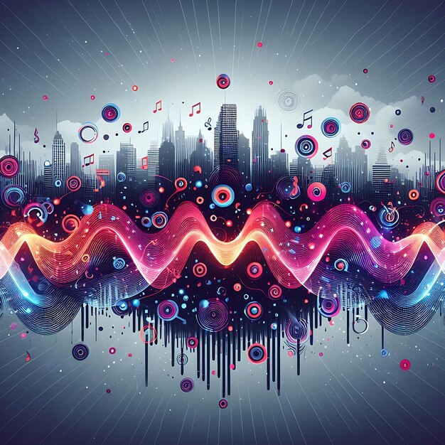 Photo colorful music wave background