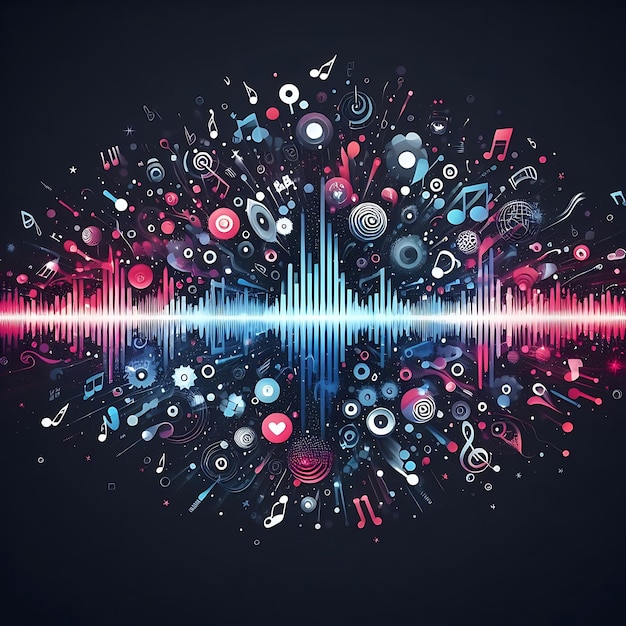 Colorful music wave background