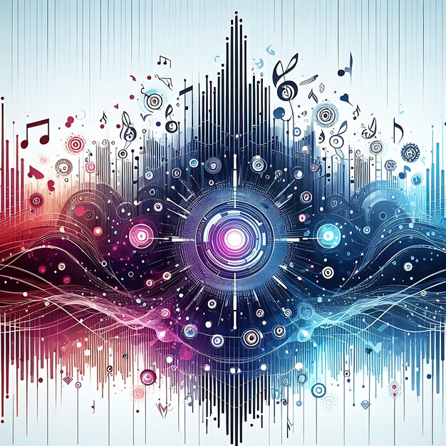 Photo colorful music wave background