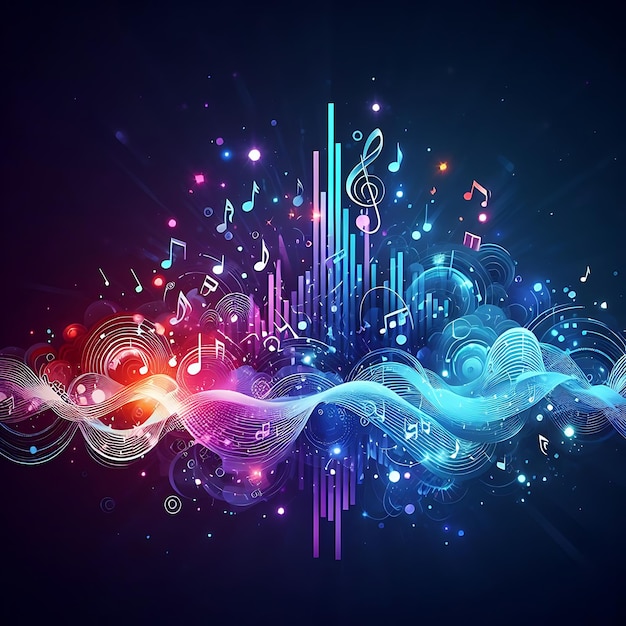 Photo colorful music wave background