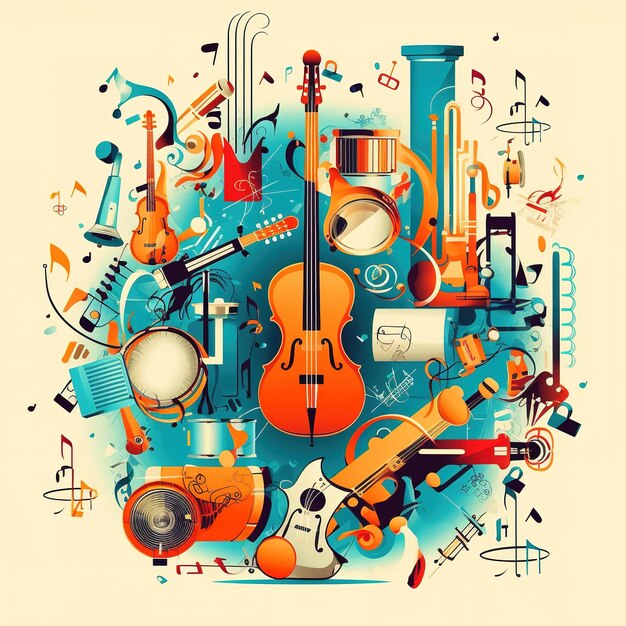 Colorful musical instruments illustration