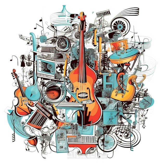 Colorful musical instruments illustration