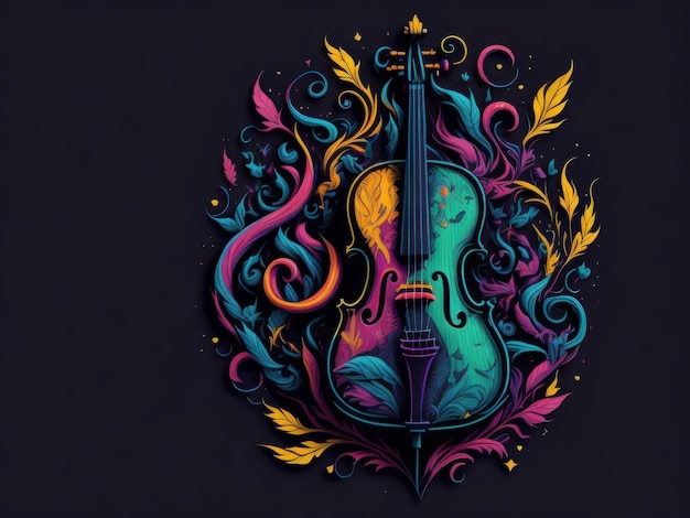 Colorful musical instruments with floral wavy motives Ai generated