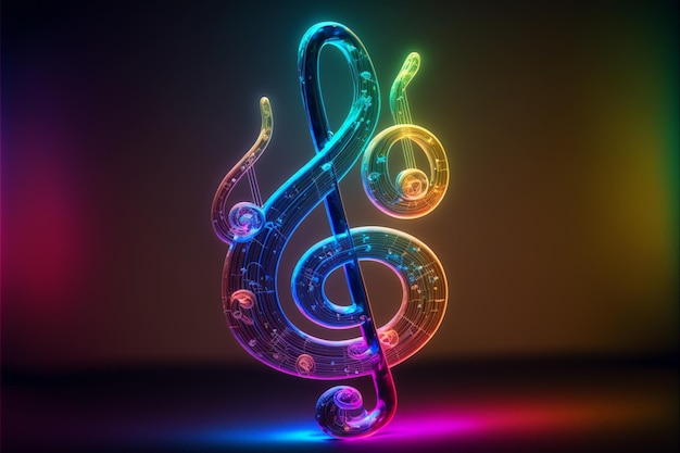 A colorful musical note with a treble clef in the center.