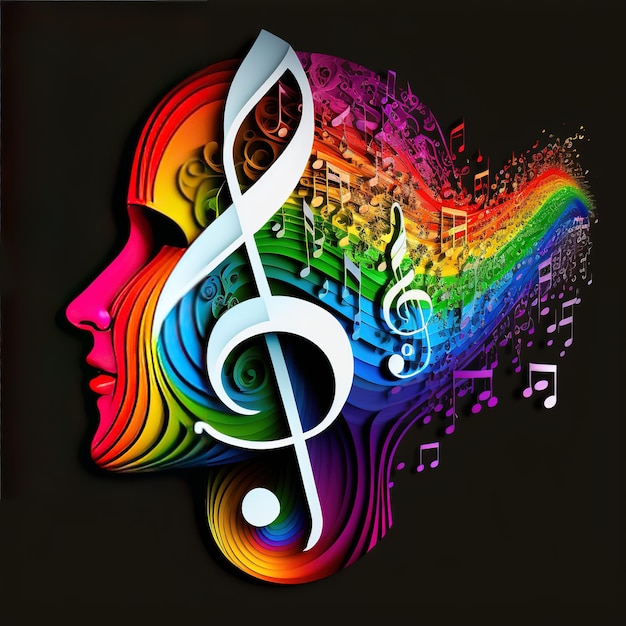 A colorful musical note with the word music on it