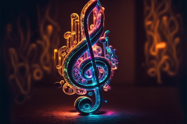 A colorful musical note with the word music on it