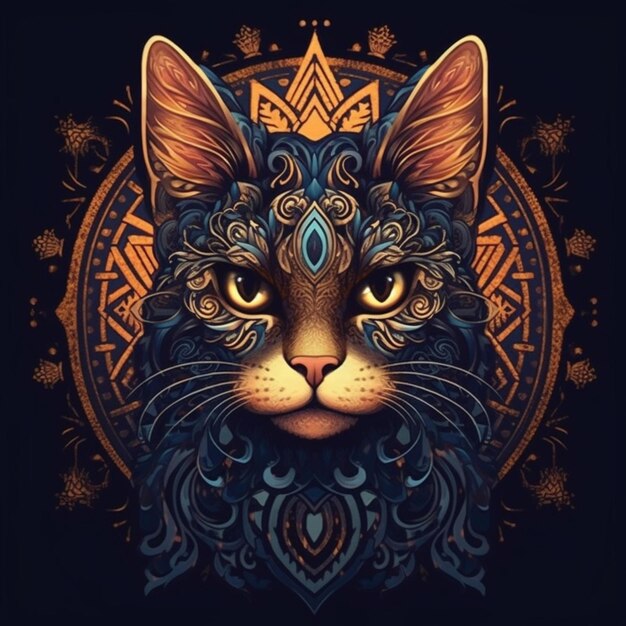 Photo a colorful and mysterious illustration of a cat